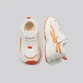 Atmungsaktive weiß-orangefarbene Mesh-Sneaker für Kleinkinder mit rutschfester Sohle - Orange