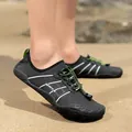 Black quick-dry breathable water shoes for outdoor beach and hiking with non-slip rubber sole - 35 / Black