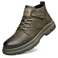 Botas Martin vintage de cuero marrón para hombre con forro polar cálido para invierno - 38 / Caqui (Forro Polar)