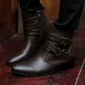 Bottines élégantes en cuir marron foncé pour hommes avec bout pointu et brides à boucle - 39 / Brun Foncé