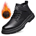 Botas Martin negras de caña alta para hombre con forro polar cálido y acabado de cuero - 38 / Negro (Forro Polar)