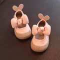Chaussures de marche roses pour bébé fille avec motif en cuir matelassé et grand nœud - Taille 19 (13.5cm) / Rose