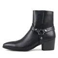Detailansicht von schwarzem Chelsea-Stiefel für Herren mit silberner Schnalle - 40 / Schwarz