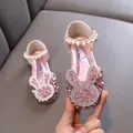Sparkling pink girls' princess shoes with rhinestone bunny and pearl strap detail - 21-25 (Lot of 5 Pairs) / Pink