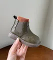 Bottines Chelsea pour filles en cuir vert foncé de style rétro britannique. - Taille 15 (Longueur intérieure 12,5 cm, convient pour 11,5-12 cm) / Vert