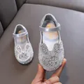 Sparkly silver girls princess shoes with rhinestone bunny detail for dance and parties - 21 / Silver