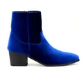 Botines de moda para hombre en terciopelo azul real con un cómodo tacón ancho negro - 40 / Terciopelo / Azul