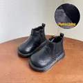 Bottines Martin noires rétro pour filles avec une doublure chaude en velours très doux - Taille 22 (Longueur 15cm) / Noir (Doublé Polaire)