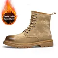 Botas Martin retro de gamuza caqui para hombre con un forro polar interno cálido y suave - 38 / Zapatos Forrados Caqui