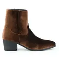 Sofisticados botines de terciopelo marrón para hombre con tacón de bloque estable - 40 / Terciopelo / Marrón