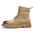 Botas Martin para hombre estilo británico vintage, modelo alto en ante marrón claro - 38 / Zapatos Individuales Caqui