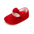 Zachte rode fluwelen baby prinses schoen voor meisjes met grote strik en antislipzool - Rood