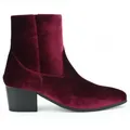 Elegantes botines de terciopelo burdeos para hombre con un moderno tacón de bloque negro - 40 / Terciopelo / Burdeos