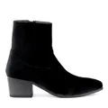 Botines de terciopelo negro para hombre con tacón alto, cremallera lateral y tacón bloque - 40 / Terciopelo / Negro