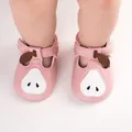 Soft pink baby pre-walker shoes featuring a cute fruit design and non-slip rubber soles - 11cm / Pink