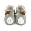 Vue de face de chaussures de marche vertes pour bébé avec un motif de poire blanche - Vert