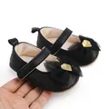 Black baby girl princess dress shoes with mesh bow and gold glitter heart detail - Insole Length 11cm / Black