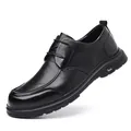 Zapatos de negocios casuales en cuero genuino negro para hombre con suela gruesa y suave - 38 / Con Cordones (368) / Negro