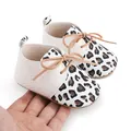 Stylish baby pre-walker shoes with leopard print and white snakeskin texture for infants. - Leopard Print White (2195)
