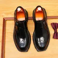 Gepolijste monk strap schoenen voor heren met dikke zool en Brits wingtip-ontwerp - Zwart