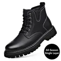 Klassische Herren-Schnürstiefel aus schwarzem Leder mit einem robusten Einzelfutter - 38 / Standardfutter / Schwarz