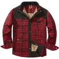 Veste en flanelle à carreaux rouge pour homme avec doublure polaire chaude - Rouge