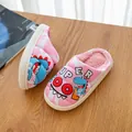 Kinderhausschuhe mit rosa Dino-Motiv, warmes Plüschfutter und rutschfeste Gummisohle - Rosa