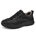 Chaussures décontractées en cuir noir cousues main pour hommes, taille quarante-six outdoor - Noir