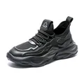Stylish black breathable mesh dad sneakers for men featuring thick soles and comfortable fit - 38 / Black