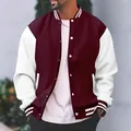 Détail d'un blouson d'aviateur classique bordeaux et blanc pour homme avec des boutons. - Bordeaux