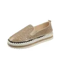 Mocassini slip-on color champagne con strass e spessa suola platform moda - 35 / Oro