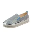 Scarpe slip-on blu casual con strass luccicanti e una spessa suola platform - 35 / Blu