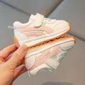 Scarpe da primi passi per neonati con suola morbida in bianco con rosa e menta - Rosa