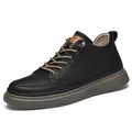 Scarpe casual da uomo in pelle crosta nera con rialzo di 6 cm e lacets eleganti - 36 / Nero