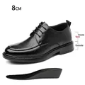 Zapatos elevadores de cuero negro para hombre con aumento de altura de 8 cm real - 38 / Negro Calado Aumento 8cm