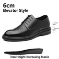 Eleganti scarpe da lavoro nere con suola rialzata di 6cm per abbigliamento formale maschile - 37 / Traforato 6CM / Nero