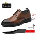 Braune formelle Business-Lederschuhe für Herren mit 8 cm höhenverstellbarer Einlegesohle - 37 / Ganzjahres 8CM Höhenvergrößerung-Stil / Braun