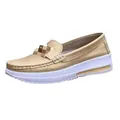 Mocassini casual beige da donna con comoda zeppa e suola con ammortizzazione ad aria - Oro