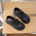 Schwarze Lederschuhe im britischen Stil für Kinder, elegante Schul- und Abendschuhe - 26 / Schnürung (HKB-1720)