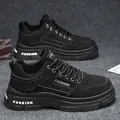 Botas Martin bajas negras duraderas para hombre con un elegante diseño de estampado Fashion - Negro