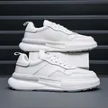 Men's premium white leather casual sneakers with stylish chunky thick sole design - 38 / Off White