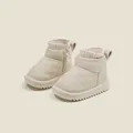 Warm cream quilted baby winter snow boots featuring a soft knitted collar and zipper - Size 15 / Inner 12.0cm / Beige