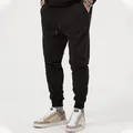 Men's casual black jogger sweatpants with adjustable drawstring waist and ribbed cuffs - S / Bottoms / Black