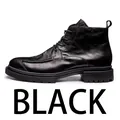 Klassische schwarze Leder Martin Boots mit Reißverschluss und dicker Profilsohle - Schwarz