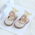 Élégantes chaussures de princesse roses pour bébé avec applique fleur et semelles souples - 11.5cm / Style Fleur Cousue (13MBX8693) / Rose