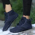 Dark blue mid-top winter snow boots with fleece lining for outdoor hiking - 38 / Dark Blue (xt902)
