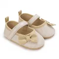 Funkelnde Champagner-Baby-Prinzessin-Schuhe mit Schleife und Klettverschluss - Gold