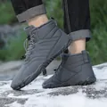 Grey mid-top outdoor winter snow boots with warm faux fur lining and thick sole - 38 / Dark Gray (xt902)