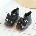 Bottines noires pour fillettes avec nœud décoratif et perles au design élégant - 11.5cm / Style Noeud avec Perles Artificielles et Fermeture Éclair Latérale (38MBX6601X) / Noir