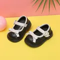 Toddler girls black and white quilted Mary Jane shoes with elegant bow and strap detail - Internal Length 11.5cm / Quilted Princess Shoes (9MBX22659) / Black